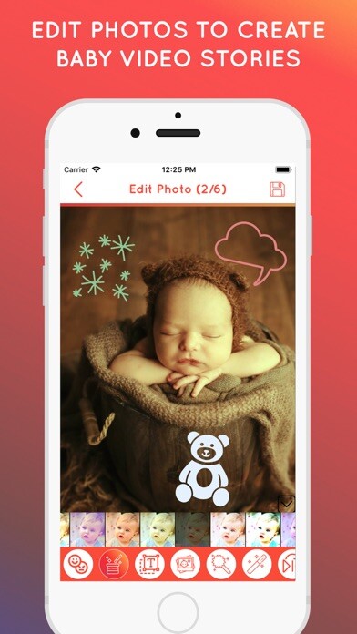 Emulate iPhone app Baby Story Photo Video Maker using MyAndroid