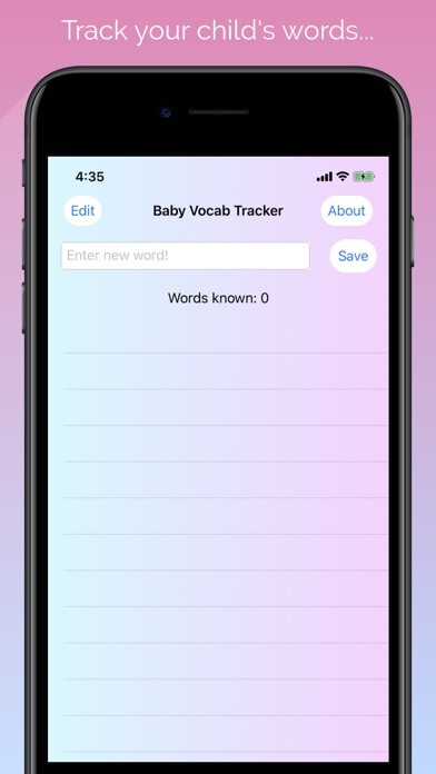 Emulate iPhone app Baby Vocab Tracker using MyAndroid Emulate iPhone app Baby Vocab Tracker using MyAndroid
