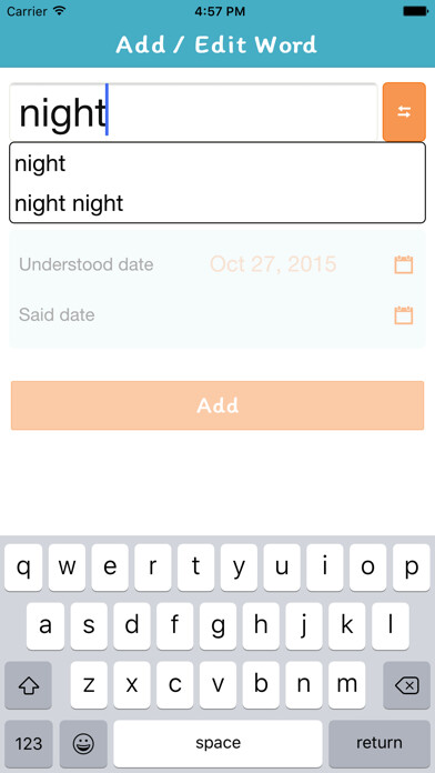 Emulate iPhone app BabyWordTracker using MyAndroid