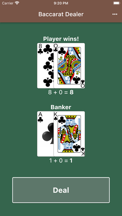 Emulate iPhone app Baccarat Dealer using MyAndroid