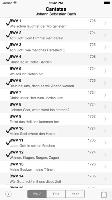 Emulate iPhone app Bach Cantatas using MyAndroid