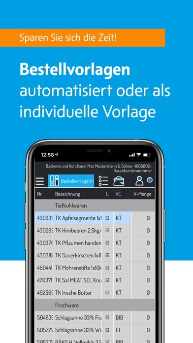 Emulate iPhone app BackBüro® Bestellwesen using MyAndroid