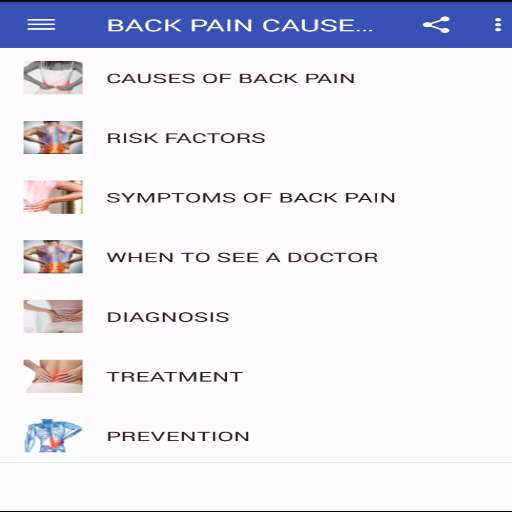 Run android online APK BACK PAIN CAUSES & TREATMENT from MyAndroid or emulate BACK PAIN CAUSES & TREATMENT using MyAndroid