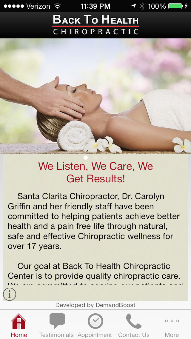 Emulate iPhone app Back to Health Chiropractic Center using MyAndroid Emulate iPhone app Back to Health Chiropractic Center using MyAndroid
