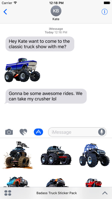 Emulate iPhone app Badass Truck Sticker Pack using MyAndroid