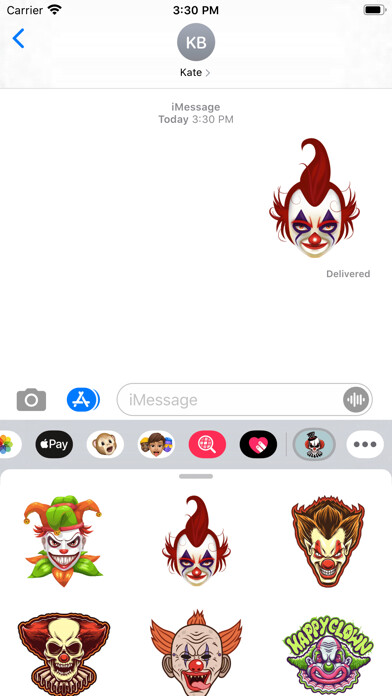 Emulate iPhone app Bad Clown Stickers using MyAndroid