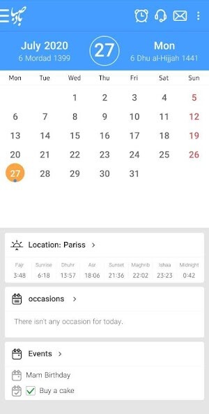 Run android online APK BadeSaba Calendar from MyAndroid or emulate BadeSaba Calendar using MyAndroid