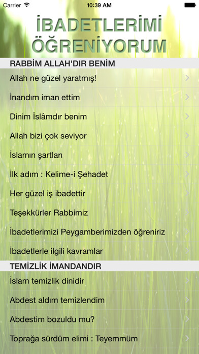 Emulate iPhone app İbadetlerimi Öğreniyorum using MyAndroid
