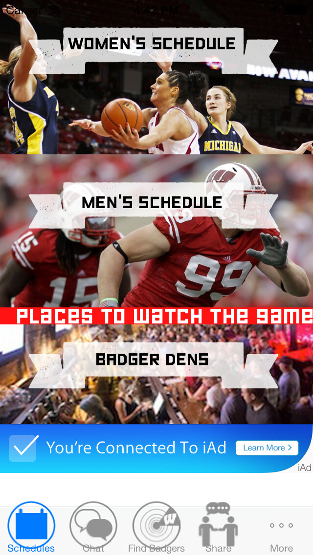 Emulate iPhone app Badger Sports using MyAndroid