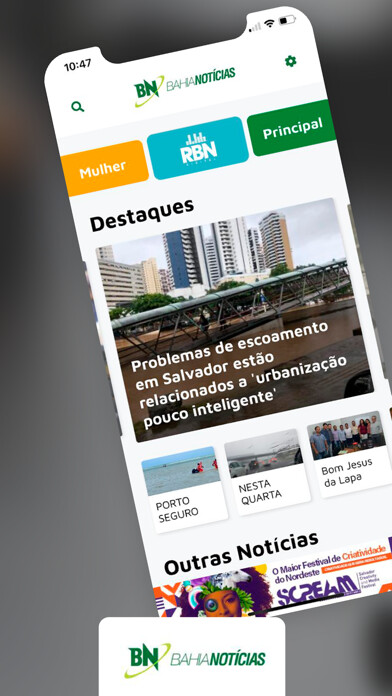 Emulate iPhone app Bahia Notícias using MyAndroid