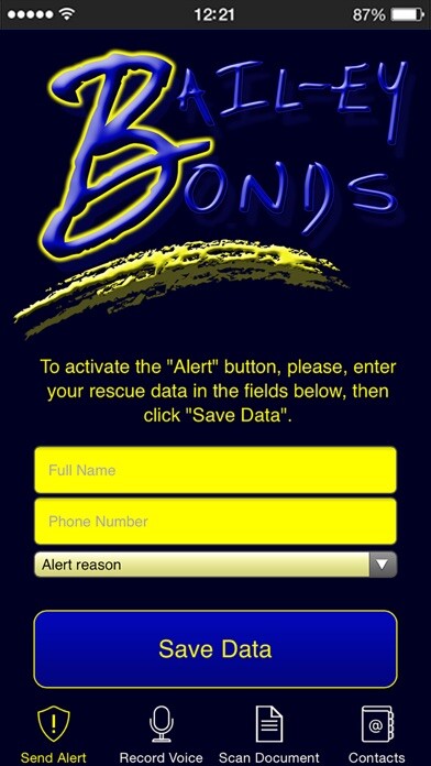 Emulate iPhone app Bailey Bail Bonds using MyAndroid