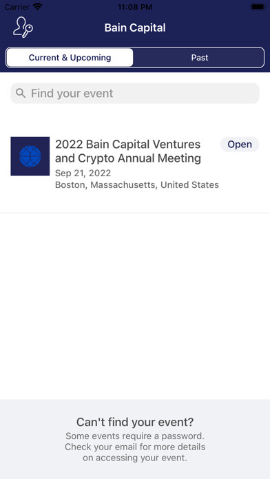 Emulate iPhone app Bain Capital Events using MyAndroid
