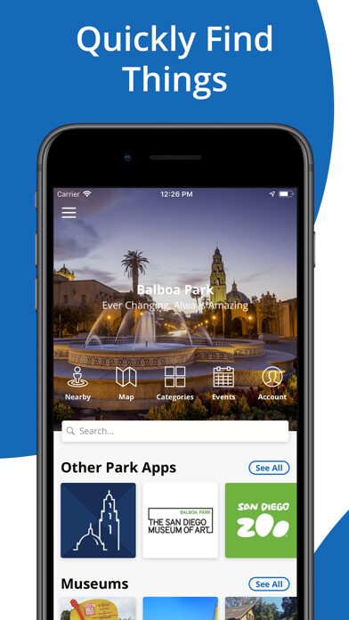 Emulate iPhone app Balboa Park Official App using MyAndroid