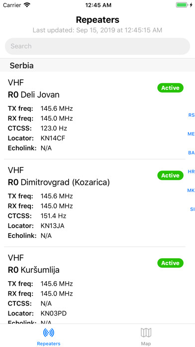 Emulate iPhone app Balkan HAM Repeaters using MyAndroid Emulate iPhone app Balkan HAM Repeaters using MyAndroid
