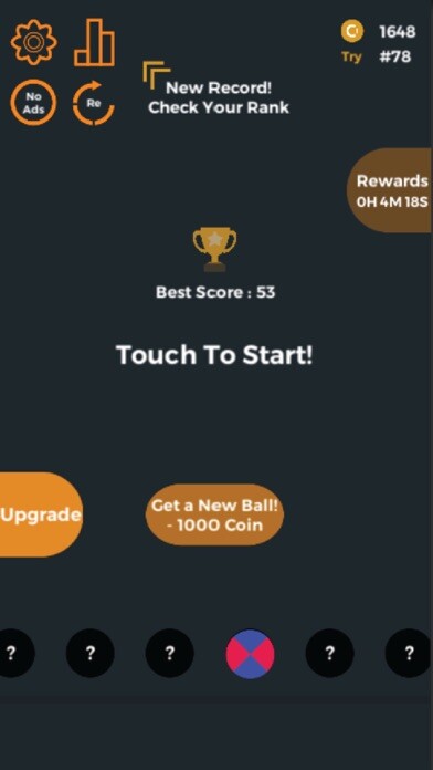 Emulate iPhone app Ball Runner - Falling balls using MyAndroid