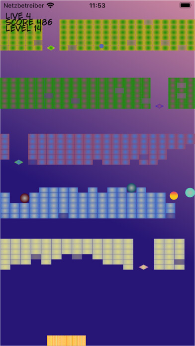 Emulate iPhone app Balls and moving Bricks using MyAndroid