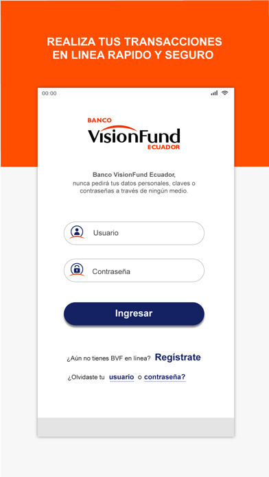 Emulate iPhone app Banco VisionFund EC EN LNEA using MyAndroid