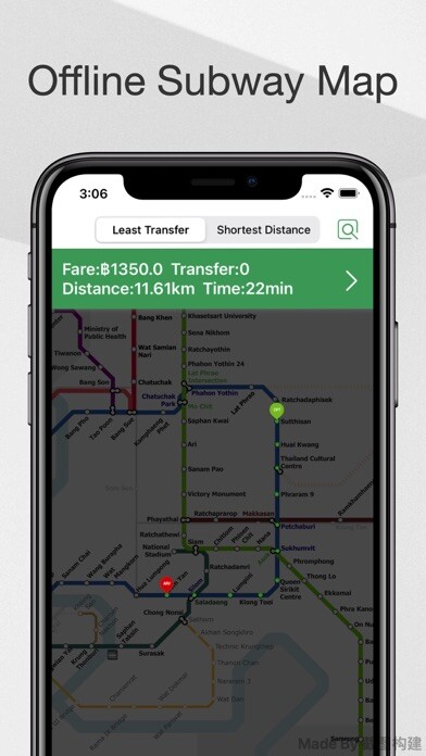 Emulate iPhone app Bangkok Metro Navigation Map using MyAndroid