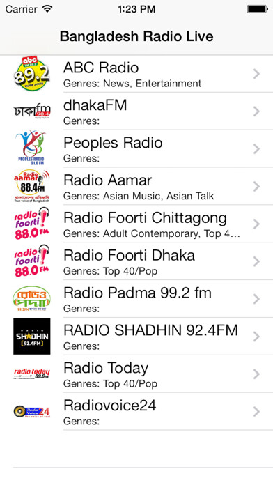 Emulate iPhone app Bangladesh Radio Live Player (Bengali / Bangla Stations) using MyAndroid