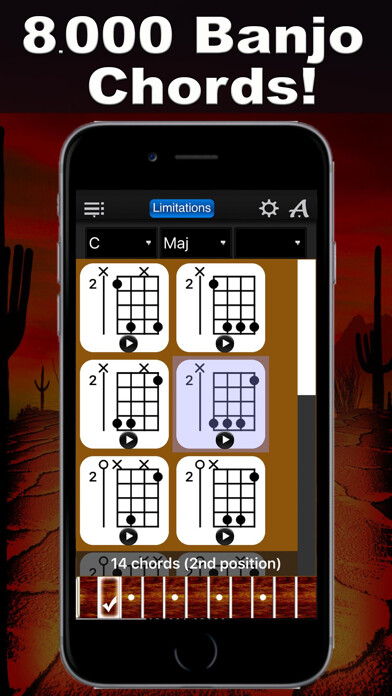 Emulate iPhone app Banjo Chords Compass Lite using MyAndroid