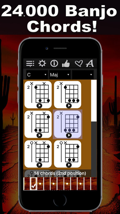 Emulate iPhone app Banjo Chords Compass using MyAndroid