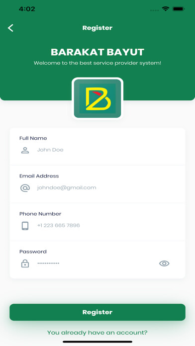 Emulate iPhone app BarakatBayut Services using MyAndroid
