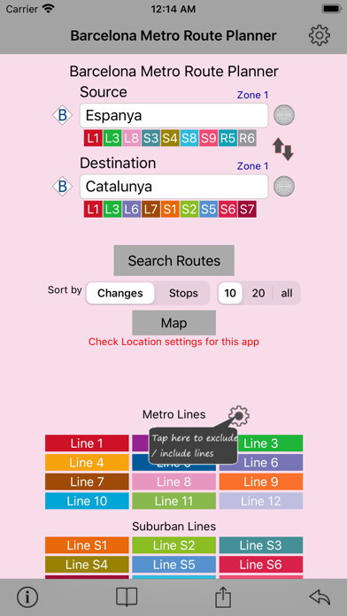 Emulate iPhone app Barcelona Metro Route Planner using MyAndroid