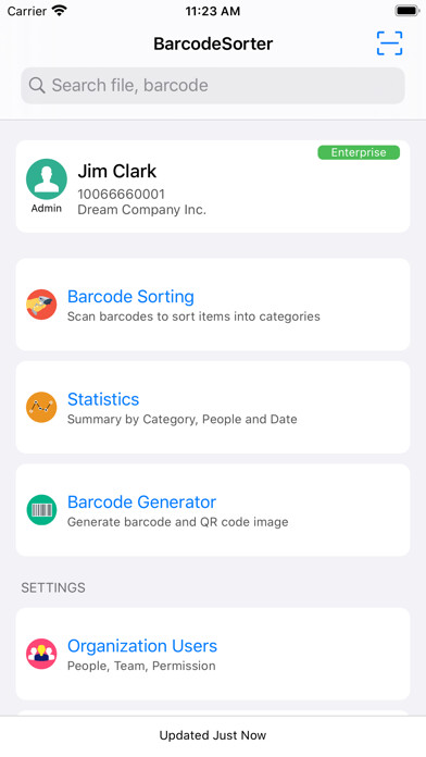 Emulate iPhone app BarcodeSorter - Scan to Sort using MyAndroid