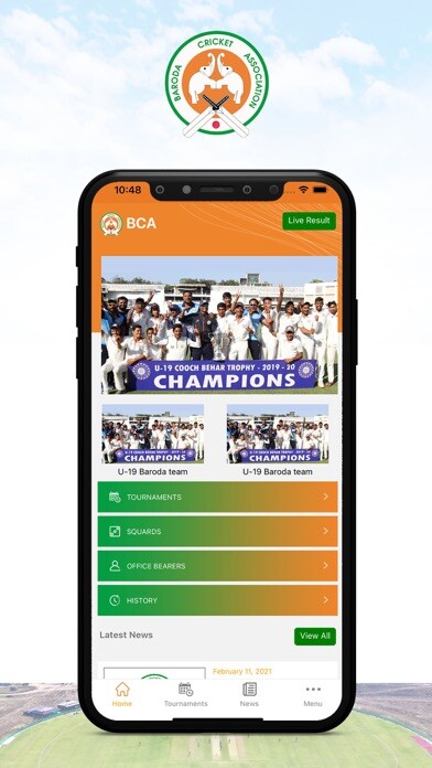 Emulate iPhone app Baroda Cricket Association using MyAndroid Emulate iPhone app Baroda Cricket Association using MyAndroid