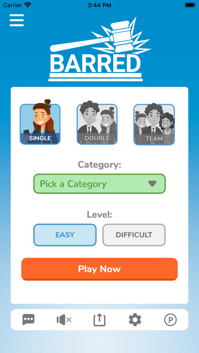 Emulate iPhone app BARRED Bar Exam Prep Game using MyAndroid