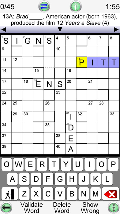 Emulate iPhone app Barred Crossword using MyAndroid