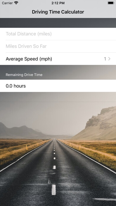 Emulate iPhone app Barry Calculates Driving Time using MyAndroid