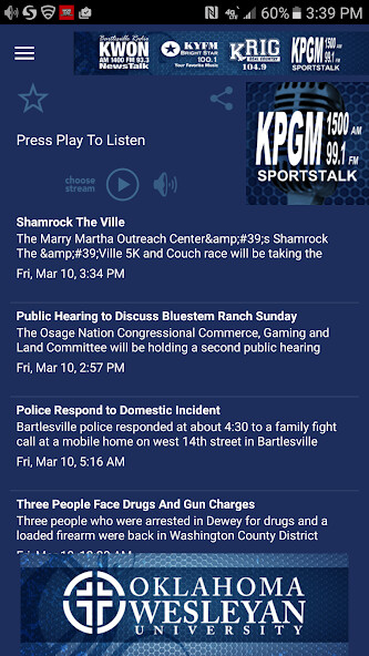 Emulate iPhone app Bartlesville Radio using MyAndroid Emulate iPhone app Bartlesville Radio using MyAndroid