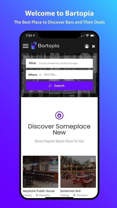 Emulate iPhone app Bartopia: Food & Drink Deals using MyAndroid