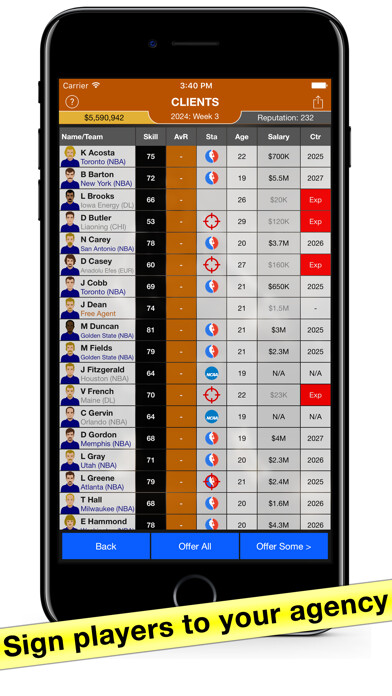 Emulate iPhone app Basketball Agent: Manager Sim using MyAndroid