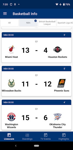 Run android online APK Basketball Info - Live Scores, Highlight & Stats from MyAndroid or emulate Basketball Info - Live Scores, Highlight & Stats using MyAndroid