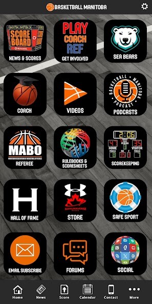 Emulate iPhone app Basketball Manitoba Scoreboard using MyAndroid