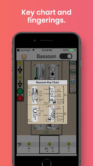 Emulate iPhone app Bassoon Fingering & Tuning using MyAndroid