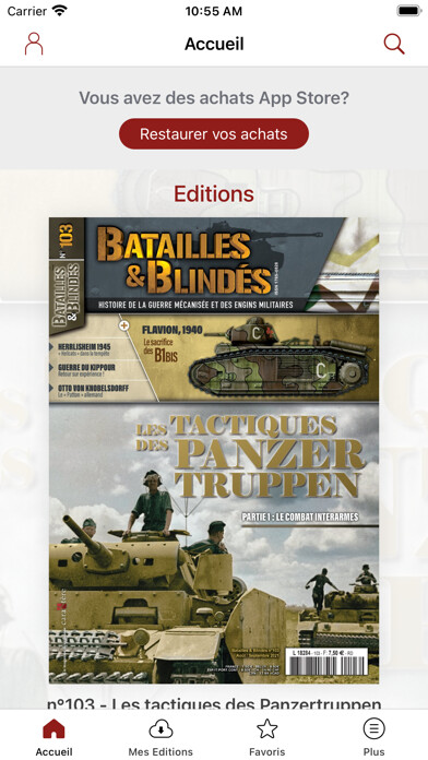 Emulate iPhone app Batailles & Blindés Magazine using MyAndroid
