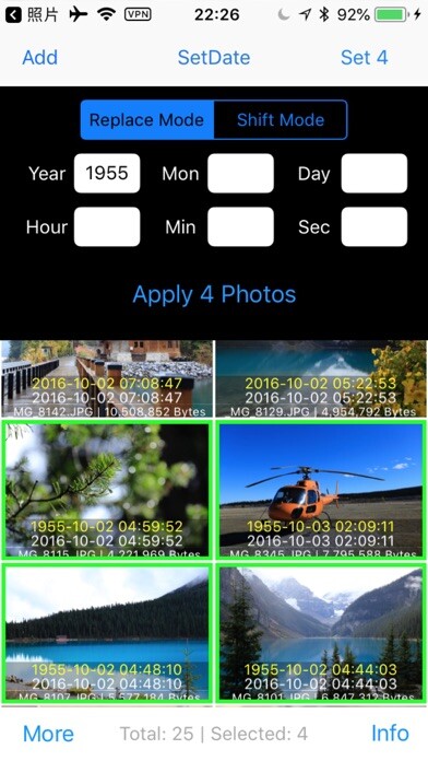 Emulate iPhone app Batch Photo Redate using MyAndroid
