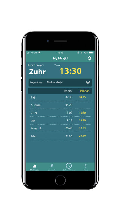 Emulate iPhone app Batley Prayer Times using MyAndroid