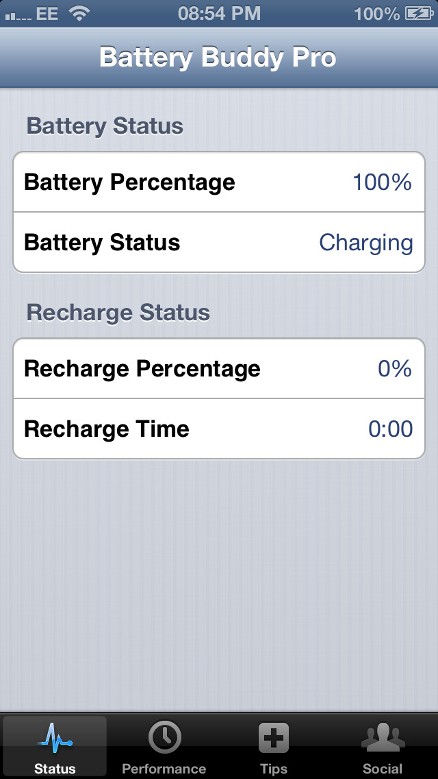 Emulate iPhone app Battery Buddy Free using MyAndroid