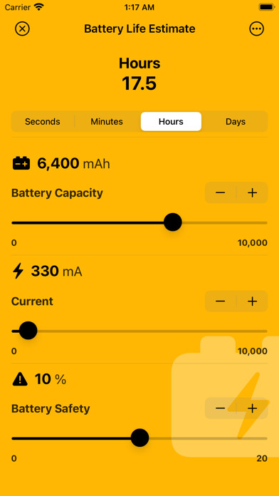 Emulate iPhone app Battery Life Estimate using MyAndroid