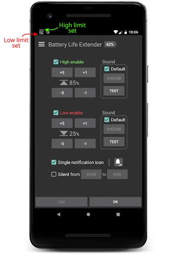 Run android online APK Battery Life Extender (Level Notifier) from MyAndroid or emulate Battery Life Extender (Level Notifier) using MyAndroid