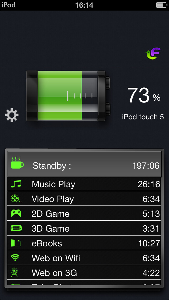 Emulate iPhone app Battery Master + using MyAndroid