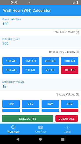 Run android online APK Battery Power Calculator from MyAndroid or emulate Battery Power Calculator using MyAndroid