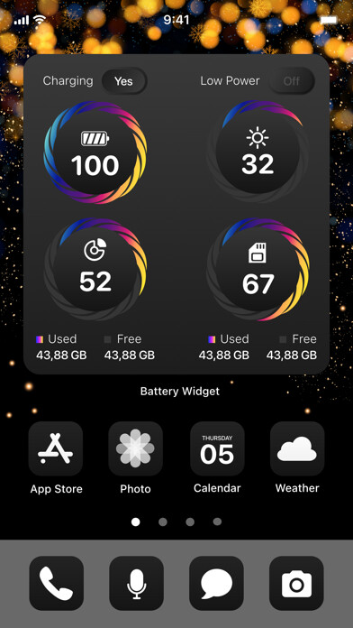 Emulate iPhone app Battery Widget & Color Widgets using MyAndroid