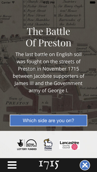 Emulate iPhone app Battle of Preston 1715 using MyAndroid