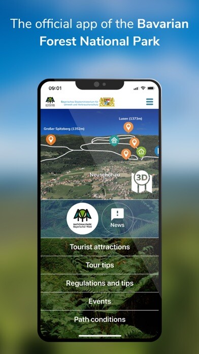 Emulate iPhone app Bavarian Forest National Park using MyAndroid