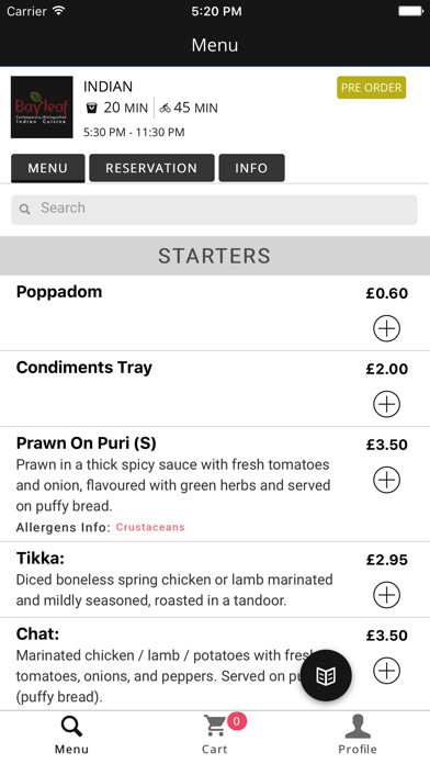 Emulate iPhone app Bay Leaf Indian Restaurant using MyAndroid Emulate iPhone app Bay Leaf Indian Restaurant using MyAndroid